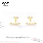 AAA APM Monaco Jewelry Replica - Yellow Gold Diamond Ripple Earrings With Pearls